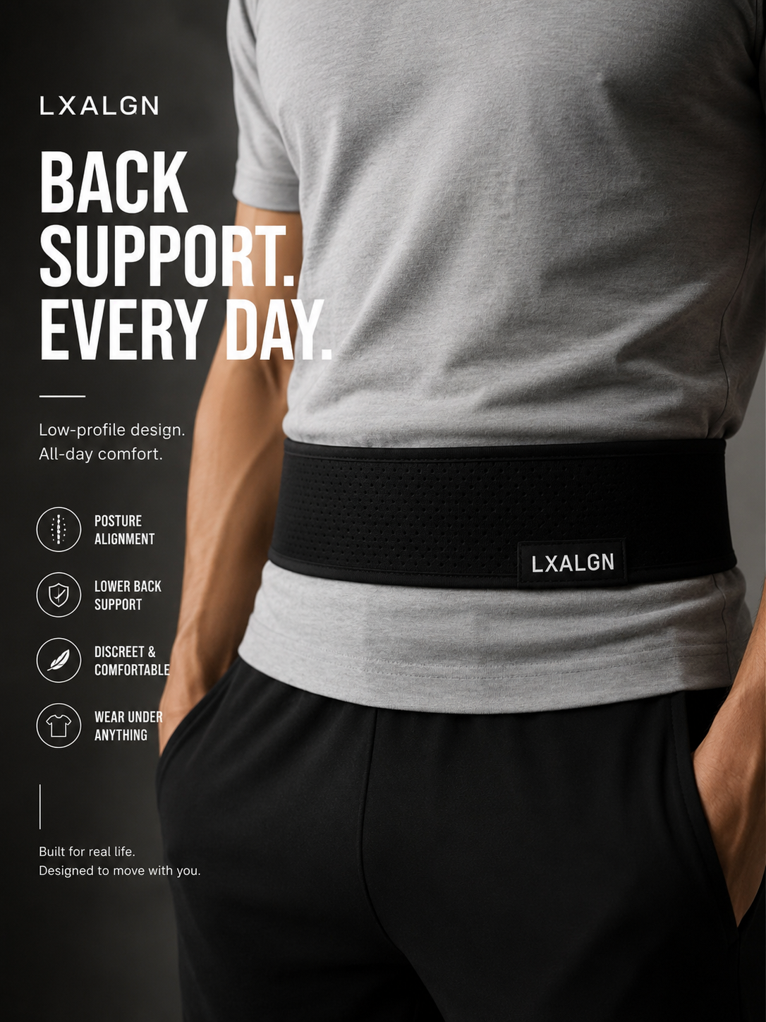 LXALGN 3-Inch Low-Profile Back Support Belt
